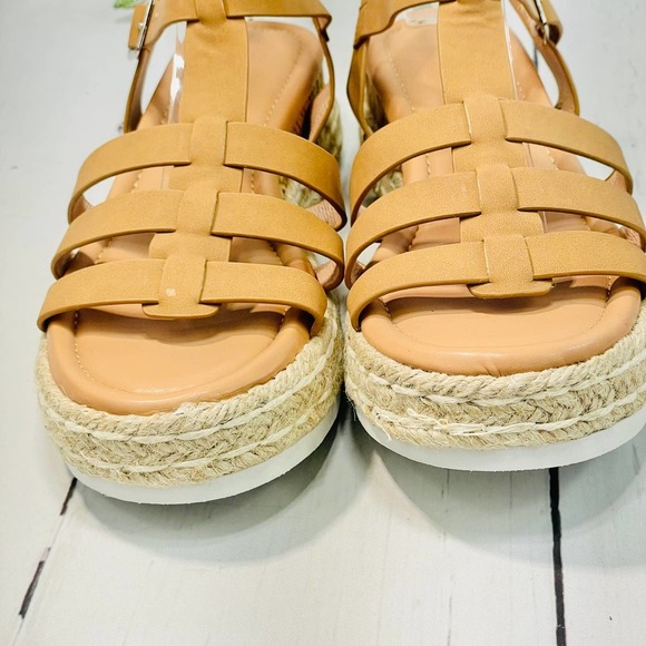 Women's Platform Wedges Espadrille Ankle T-Strap Sandals (sz 9.5) - Picture 3 of 9